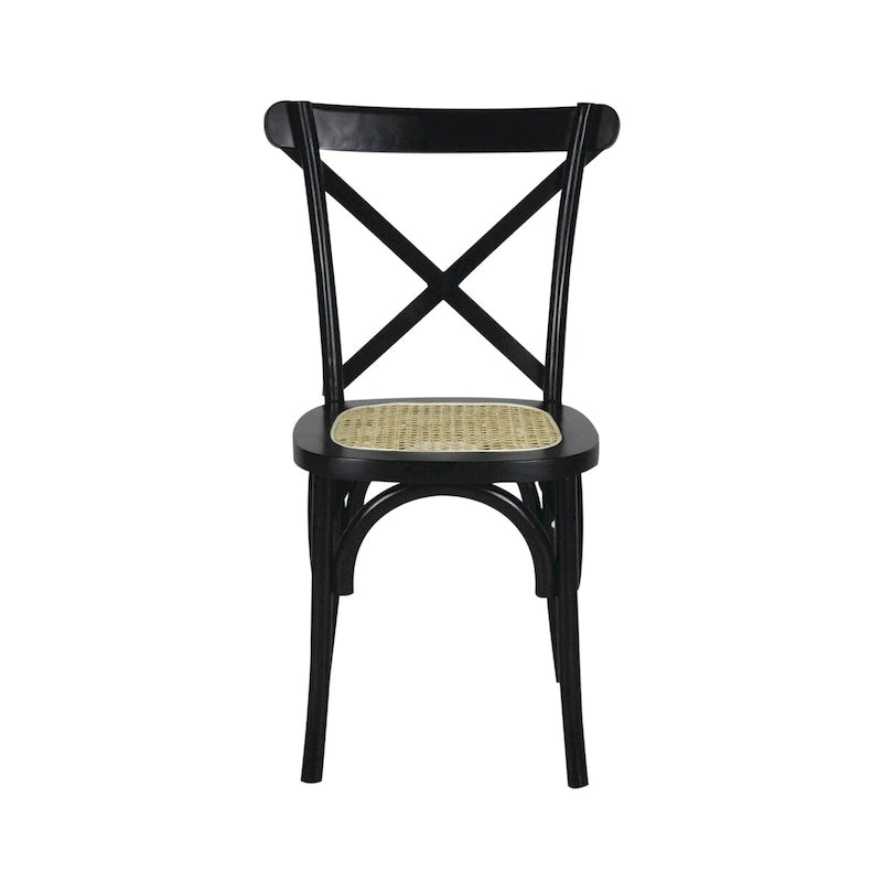 Colmar Classic Traditional X-Back Wood Rattan Dining Chair, Natural (Set of 2) by JONATHAN Y