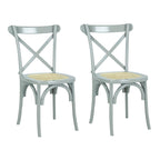 Colmar Classic Traditional X-Back Wood Rattan Dining Chair, Natural (Set of 2) by JONATHAN Y
