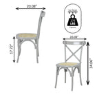 Colmar Classic Traditional X-Back Wood Rattan Dining Chair, Natural (Set of 2) by JONATHAN Y