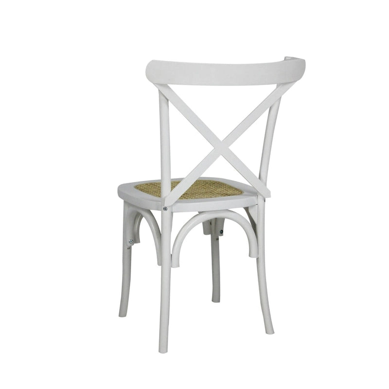 Colmar Classic Traditional X-Back Wood Rattan Dining Chair, Natural (Set of 2) by JONATHAN Y