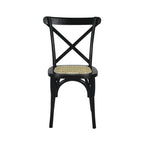 Colmar Classic Traditional X-Back Wood Rattan Dining Chair, Natural (Set of 2) by JONATHAN Y