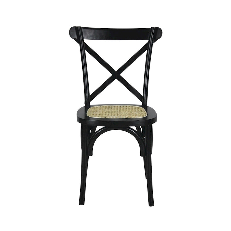 Colmar Classic Traditional X-Back Wood Rattan Dining Chair, Natural (Set of 2) by JONATHAN Y