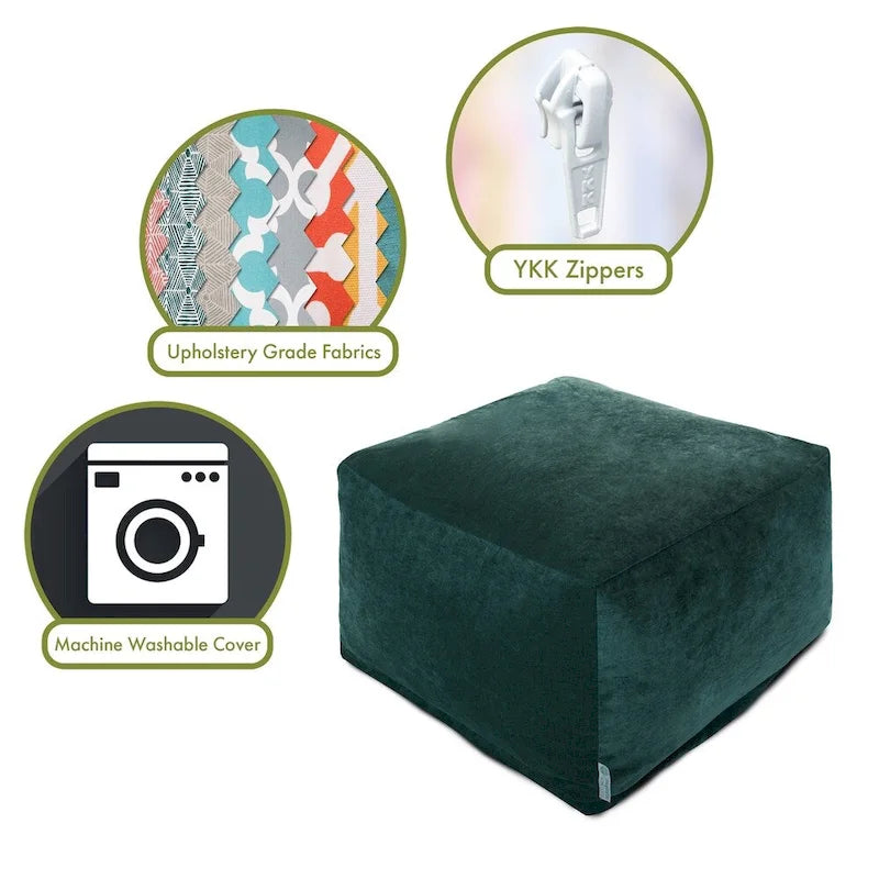 Majestic Home Goods Indoor Villa Velvet Ottoman Pouf