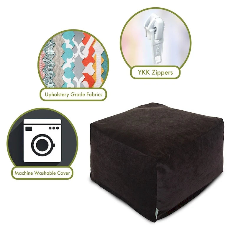 Majestic Home Goods Indoor Villa Velvet Ottoman Pouf