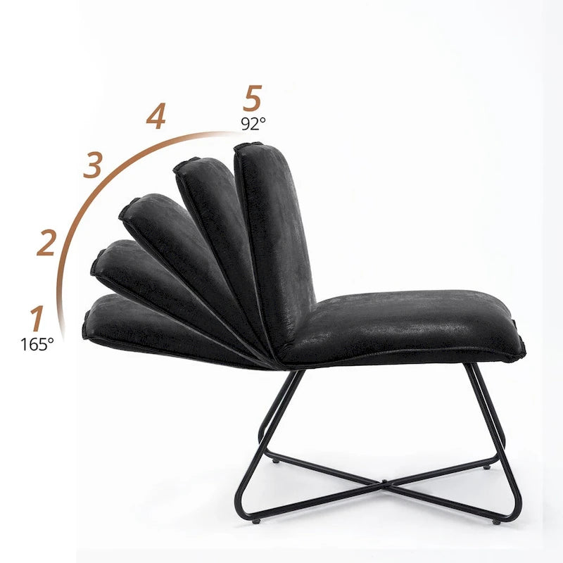 LUE BONA Mid Century Faux Leather Accent Chair With Adjustable Backrest - 31.5 H X 22.2 W X 23.6 D