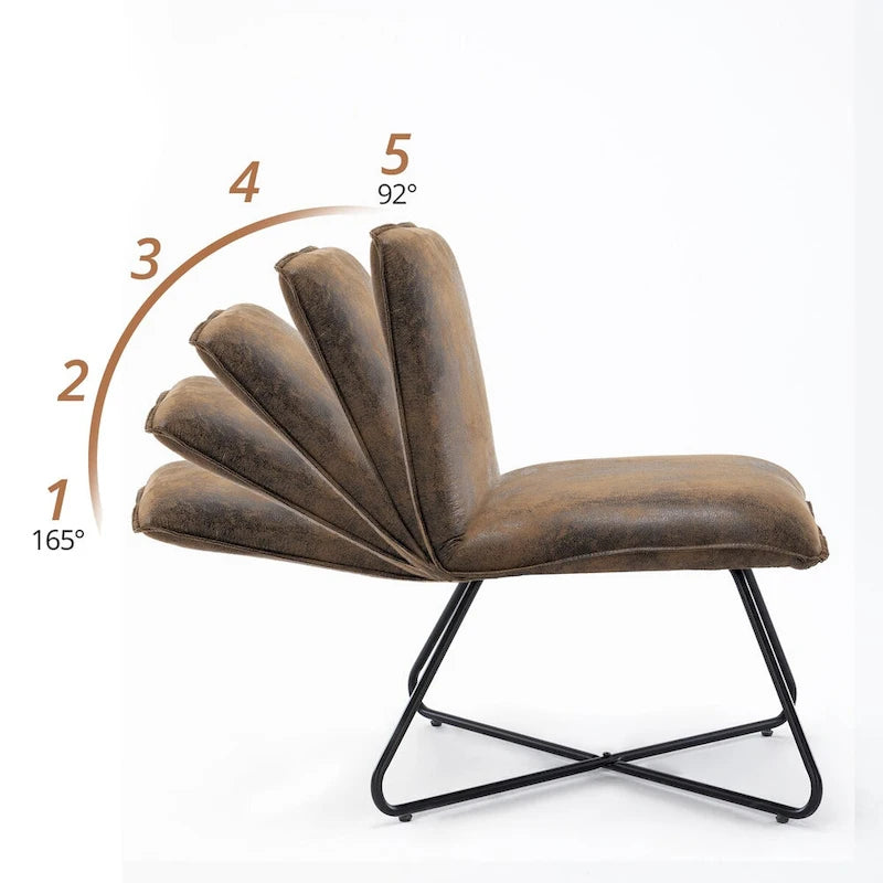 LUE BONA Mid Century Faux Leather Accent Chair With Adjustable Backrest - 31.5 H X 22.2 W X 23.6 D