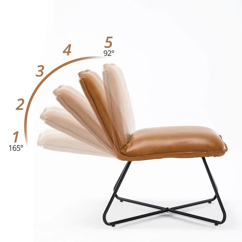 LUE BONA Mid Century Faux Leather Accent Chair With Adjustable Backrest - 31.5 H X 22.2 W X 23.6 D