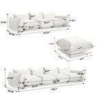 Modern Chenille Fabric Upholstery Modular Sectional Sofa for Living Room Set with 2 Ottoman