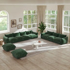 Modern Chenille Fabric Upholstery Modular Sectional Sofa for Living Room Set with 2 Ottoman