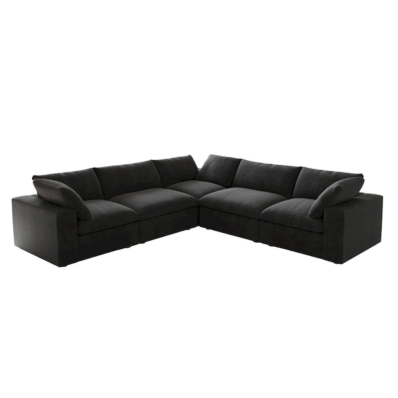 Living Room Sofa V-shaped Linen Modular Sofa Multiple Cushions Corner Couch