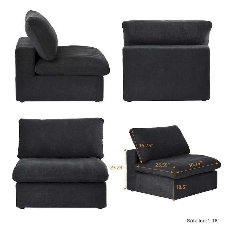 Living Room Sofa V-shaped Linen Modular Sofa Multiple Cushions Corner Couch