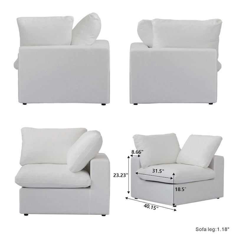 Living Room Sofa V-shaped Linen Modular Sofa Multiple Cushions Corner Couch
