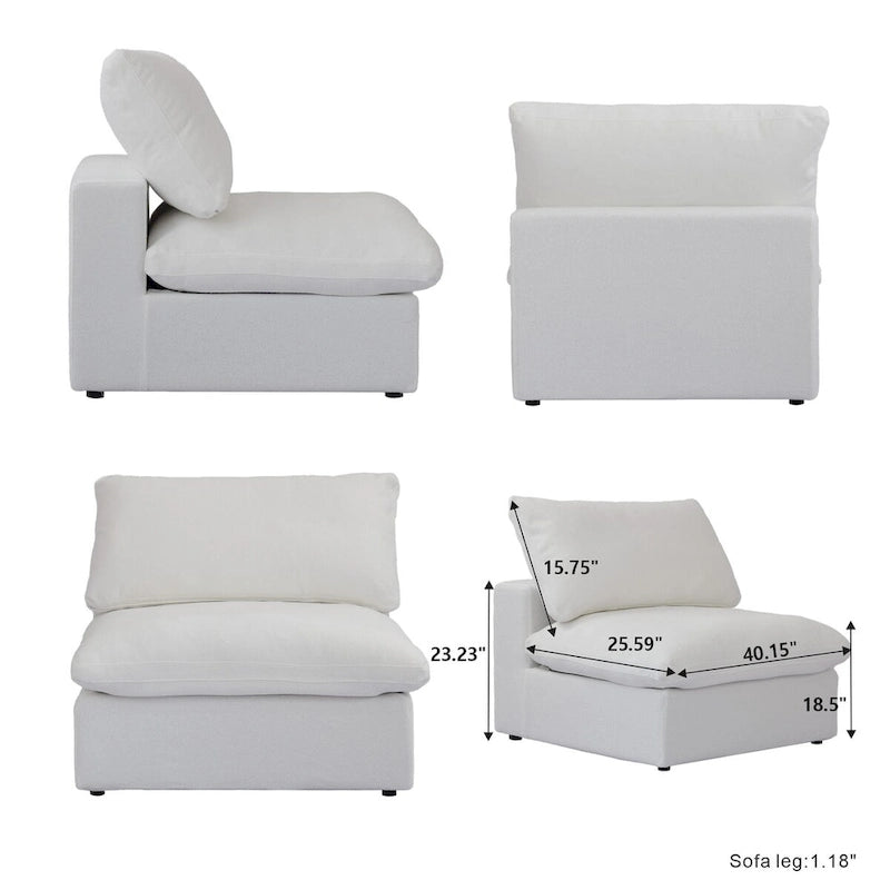 Living Room Sofa V-shaped Linen Modular Sofa Multiple Cushions Corner Couch