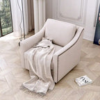 360-degree Swivel Accent Armchair Linen Blend Grey Modern Soft Velvet Material Ergonomics With Black Legs For Indoor Home