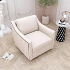 360-degree Swivel Accent Armchair Linen Blend Grey Modern Soft Velvet Material Ergonomics With Black Legs For Indoor Home