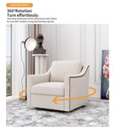 360-degree Swivel Accent Armchair Linen Blend Grey Modern Soft Velvet Material Ergonomics With Black Legs For Indoor Home