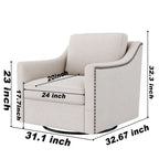 360-degree Swivel Accent Armchair Linen Blend Grey Modern Soft Velvet Material Ergonomics With Black Legs For Indoor Home