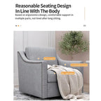 360-degree Swivel Accent Armchair Linen Blend Grey Modern Soft Velvet Material Ergonomics With Black Legs For Indoor Home
