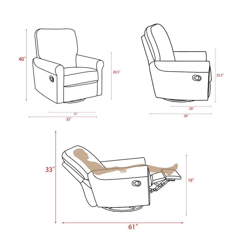 Heido 360 Degree Swivel Glider Manual Recliner Leisure Sofa Chair