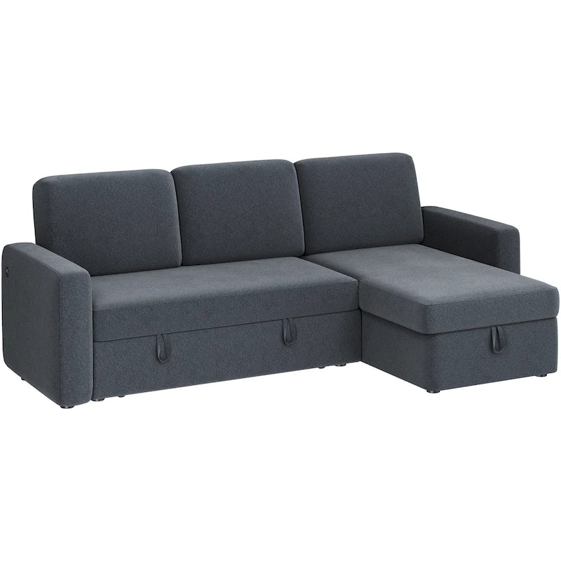 Yaheetech L-Shaped Reversible Sectional Sofa with Pull Out Bed & Storage - 83x 57.5x33