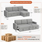 Yaheetech L-Shaped Reversible Sectional Sofa with Pull Out Bed & Storage - 83x 57.5x33
