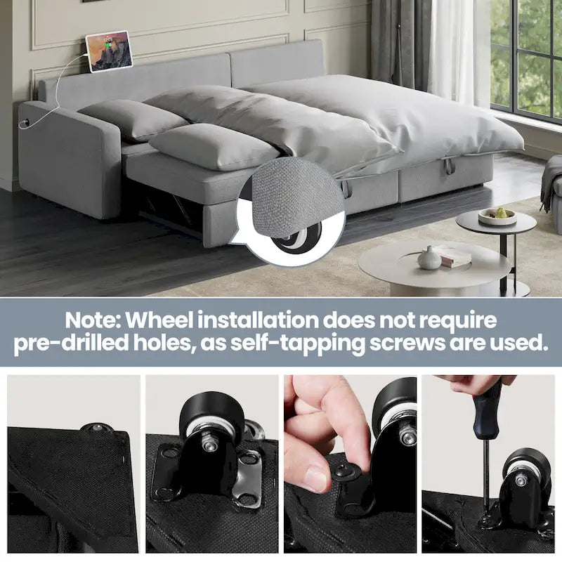 Yaheetech L-Shaped Reversible Sectional Sofa with Pull Out Bed & Storage - 83x 57.5x33