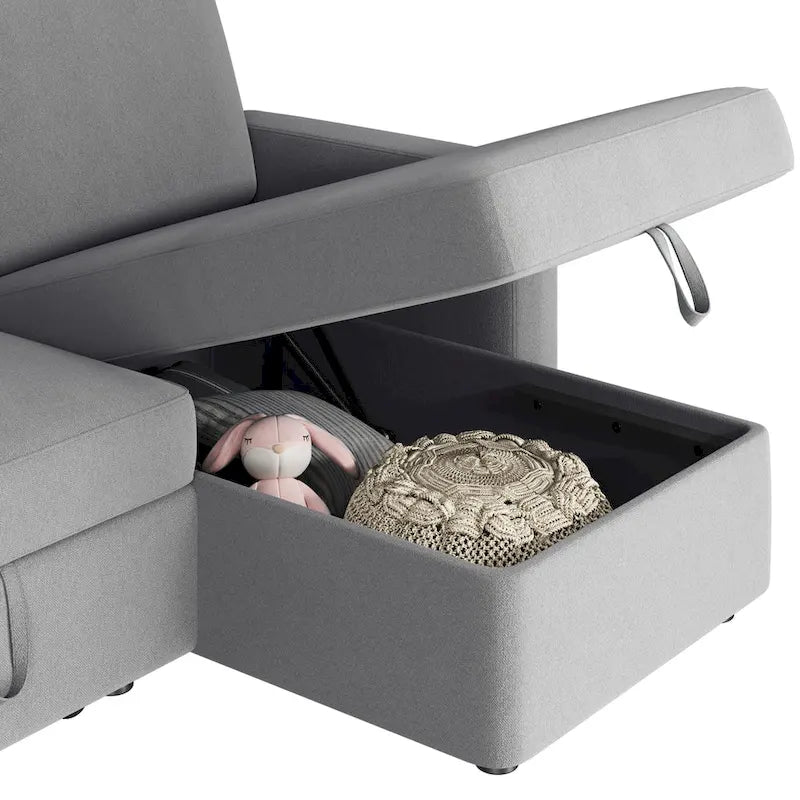 Yaheetech L-Shaped Reversible Sectional Sofa with Pull Out Bed & Storage - 83x 57.5x33