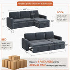 Yaheetech L-Shaped Reversible Sectional Sofa with Pull Out Bed & Storage - 83x 57.5x33