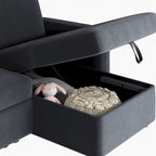 Yaheetech L-Shaped Reversible Sectional Sofa with Pull Out Bed & Storage - 83x 57.5x33
