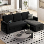 Yaheetech L-Shaped Reversible Sectional Sofa with Pull Out Bed & Storage - 83x 57.5x33