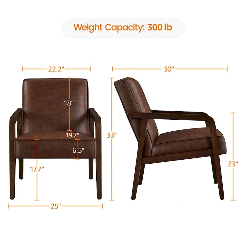Yaheetech Modern Faux Leather Upholstered Accent Chair Armchair