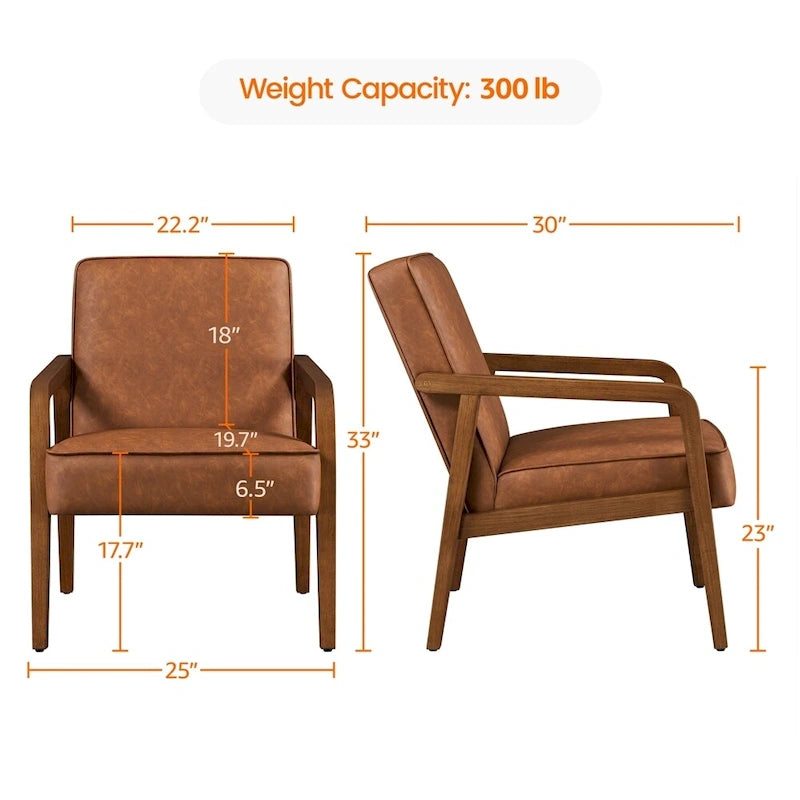 Yaheetech Modern Faux Leather Upholstered Accent Chair Armchair
