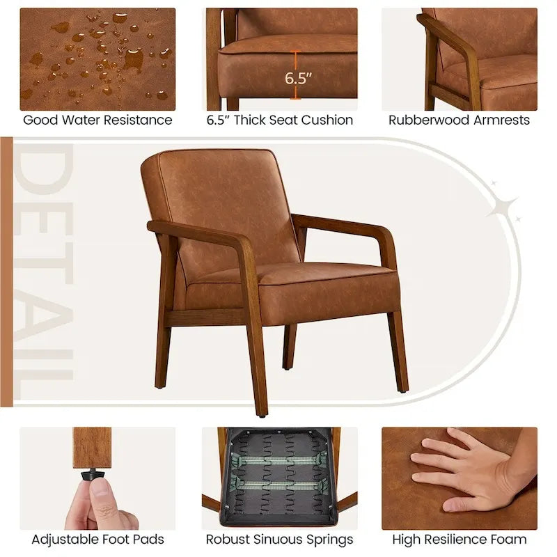 Yaheetech Modern Faux Leather Upholstered Accent Chair Armchair