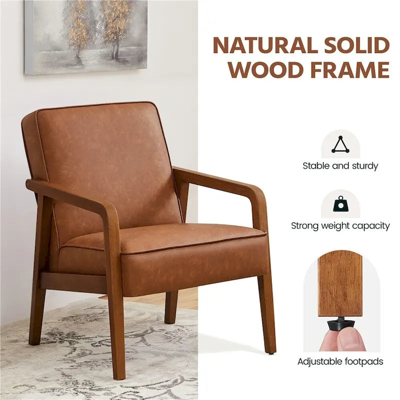Yaheetech Modern Faux Leather Upholstered Accent Chair Armchair