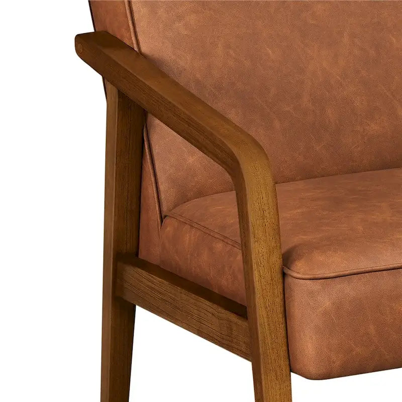 Yaheetech Modern Faux Leather Upholstered Accent Chair Armchair