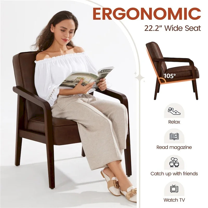 Yaheetech Modern Faux Leather Upholstered Accent Chair Armchair