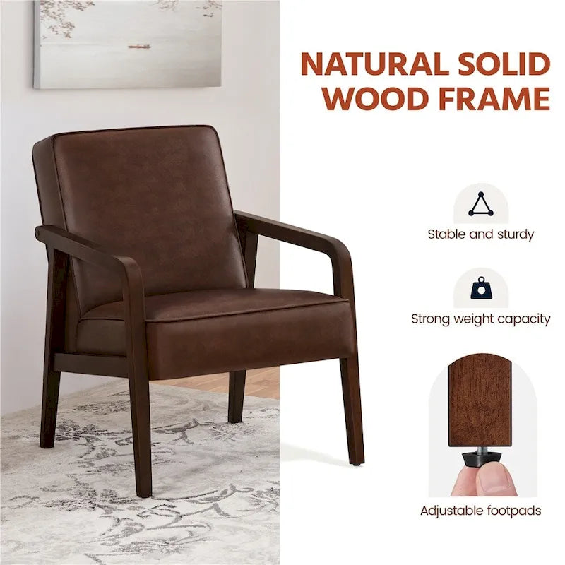Yaheetech Modern Faux Leather Upholstered Accent Chair Armchair