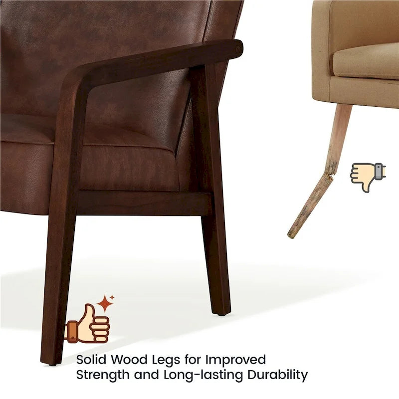 Yaheetech Modern Faux Leather Upholstered Accent Chair Armchair