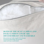 Linen Fabric Upholstered Sofa with Storage, 3-Seater Couch with Solid Wood Frame, Round Arms, and Removable Cushion Cover