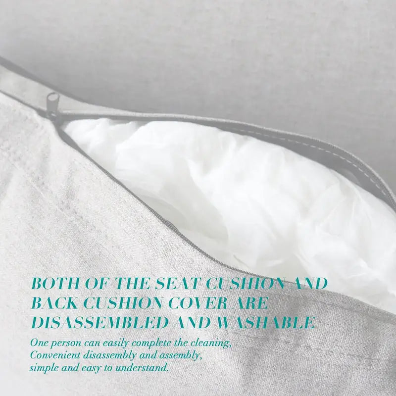 Linen Fabric Upholstered Sofa with Storage, 3-Seater Couch with Solid Wood Frame, Round Arms, and Removable Cushion Cover