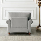 Linen Fabric Upholstered Sofa with Storage, 3-Seater Couch with Solid Wood Frame, Round Arms, and Removable Cushion Cover
