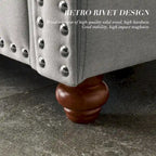 Linen Fabric Upholstered Sofa with Storage, 3-Seater Couch with Solid Wood Frame, Round Arms, and Removable Cushion Cover