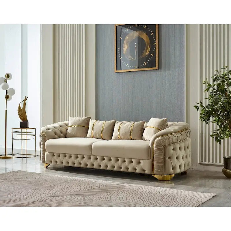 Aryanna 3-Pieces One Sofa Two Chair Living Room Set, Tufted Back