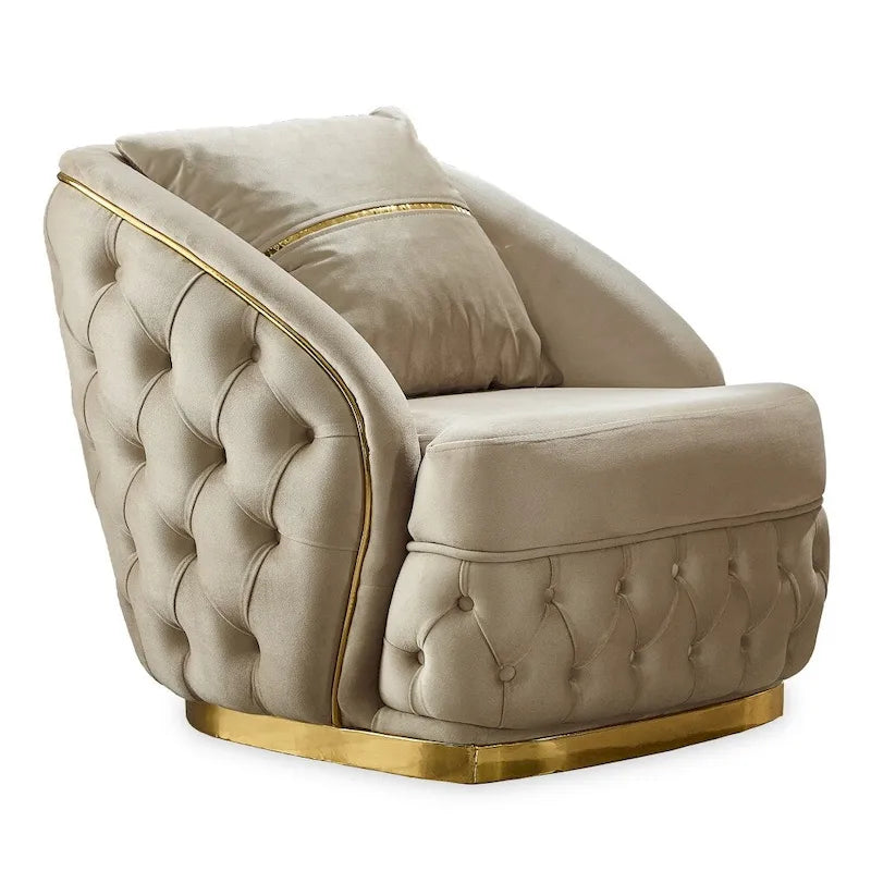 Aryanna 3-Pieces One Sofa Two Chair Living Room Set, Tufted Back