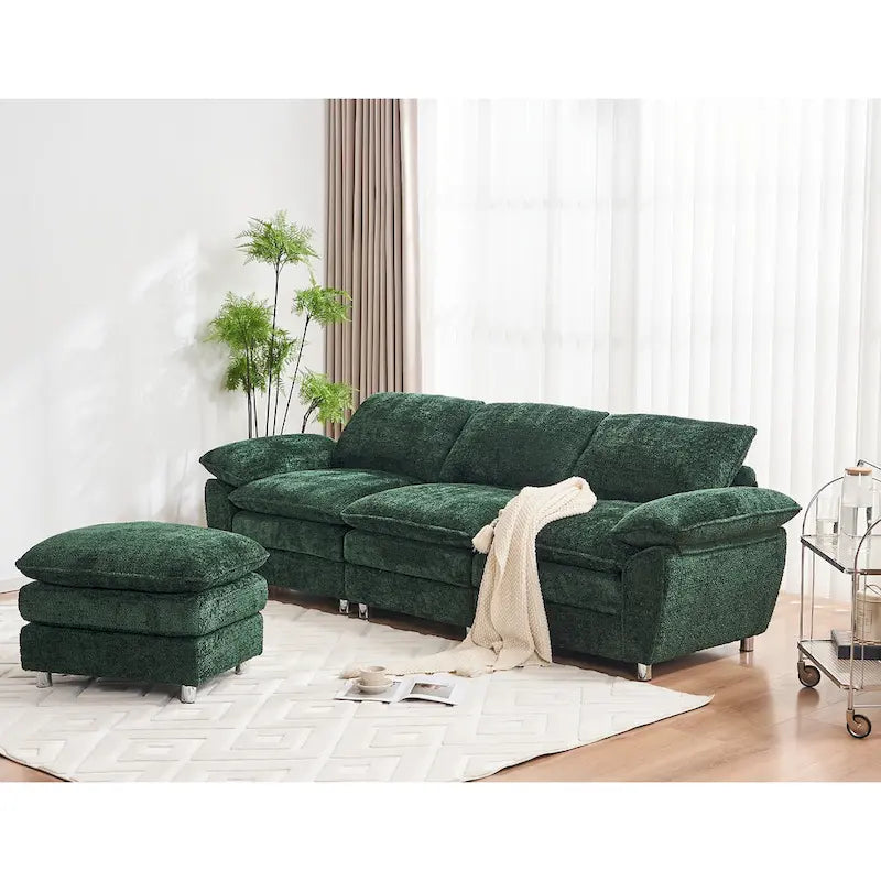 Modern dark three-seater sofa, polyester sofa sleeper, comfortable upholstered furniture for living room, apartment