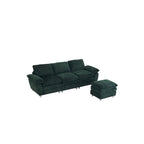 Modern dark three-seater sofa, polyester sofa sleeper, comfortable upholstered furniture for living room, apartment