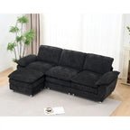 Modern dark three-seater sofa, polyester sofa sleeper, comfortable upholstered furniture for living room, apartment