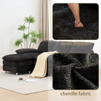 Modern dark three-seater sofa, polyester sofa sleeper, comfortable upholstered furniture for living room, apartment