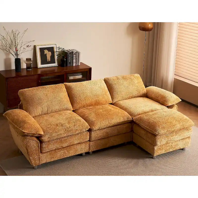 Modern dark three-seater sofa, polyester sofa sleeper, comfortable upholstered furniture for living room, apartment