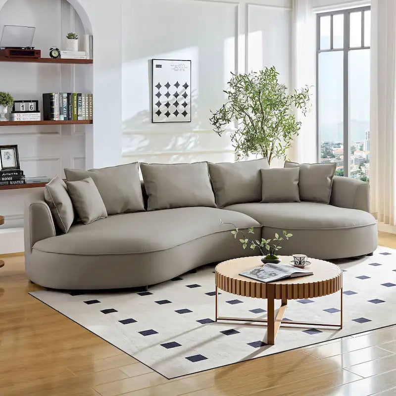 L-Shaped Leather Sectional Sofa with Chaise  Large Luxe Couch for Living Room